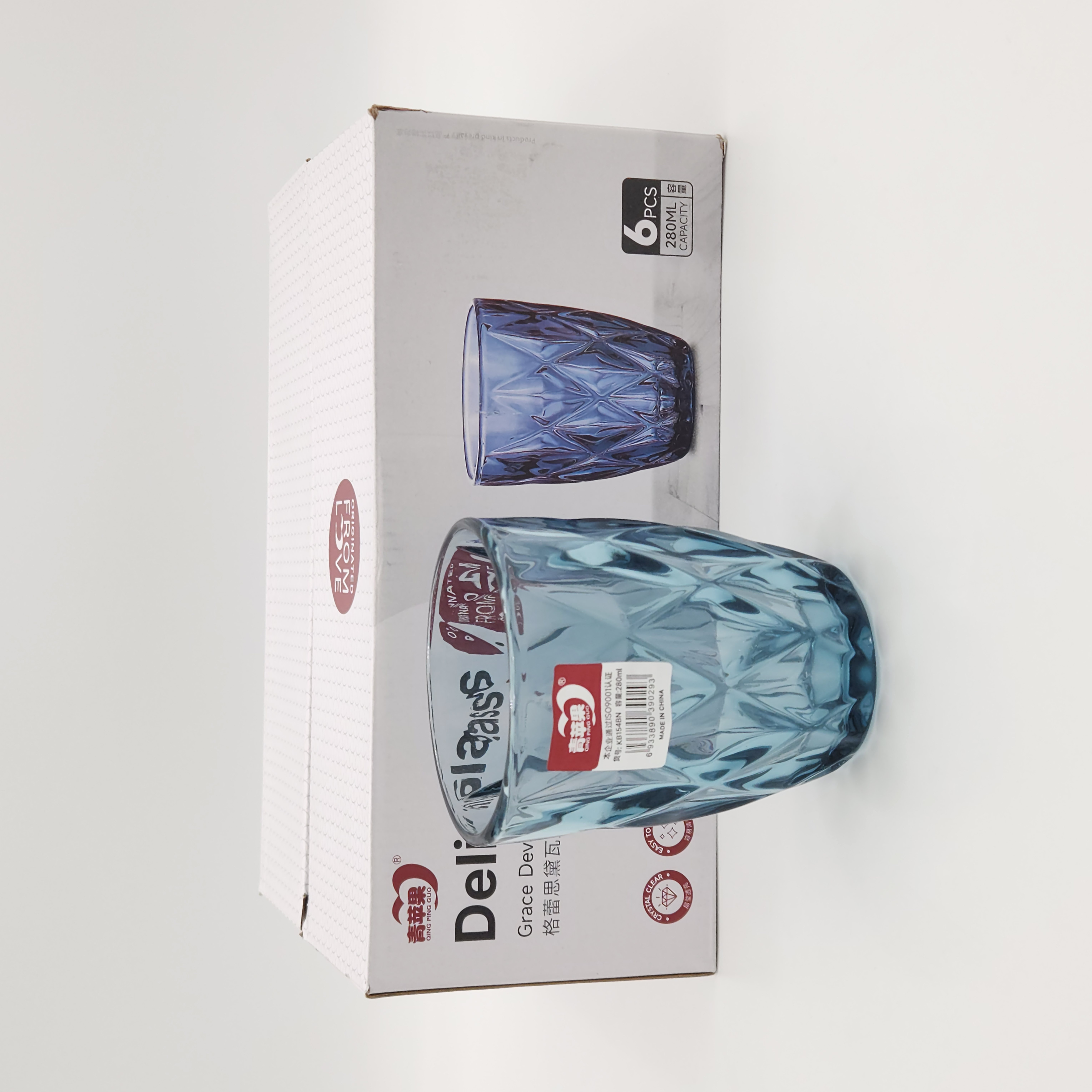 لیوان مدل Grace Deval Blue Tumbler برند deli glass چین _ شناسه کالا : KB154BN